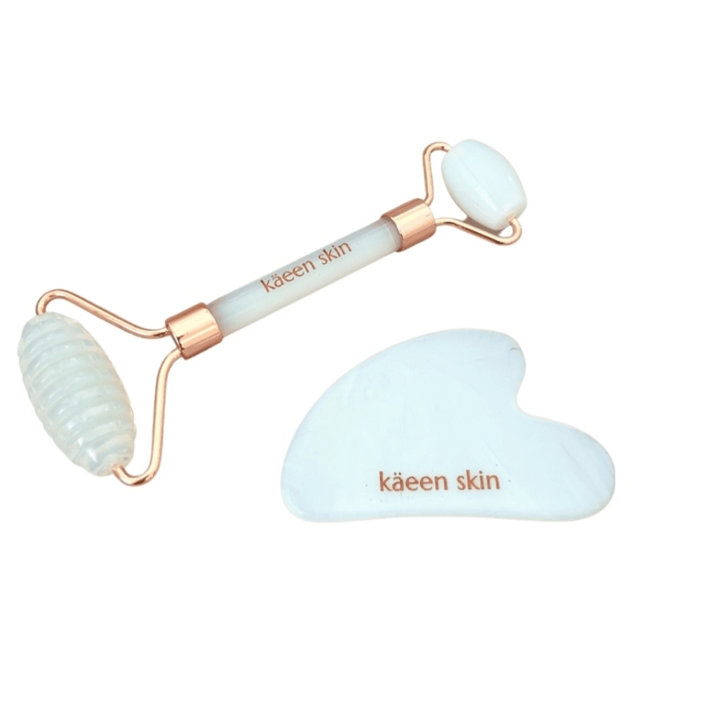 The Beauty Within KAEEN SKIN Opal Rose Gold Face Roller + Guasha Skincare Combo